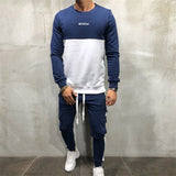 Fall 2019 New Men Casual Jogger Cotton Suit Gyms Fitness Long sleeved T Shirt+Multi Pocket