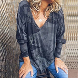 2019 New Fashion Women V Neck Long Sleeve T Shirts