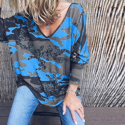 2019 New Fashion Women V Neck Long Sleeve T Shirts