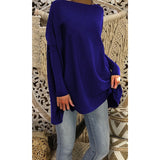 New Fashion Women Casual Pure Color Long Batwing Sleeve Loose Knit Pullover Tops Fluffy Jumper T Shirts Plus Size