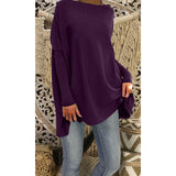 New Fashion Women Casual Pure Color Long Batwing Sleeve Loose Knit Pullover Tops Fluffy Jumper T Shirts Plus Size