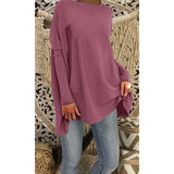 New Fashion Women Casual Pure Color Long Batwing Sleeve Loose Knit Pullover Tops Fluffy Jumper T Shirts Plus Size