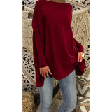 New Fashion Women Casual Pure Color Long Batwing Sleeve Loose Knit Pullover Tops Fluffy Jumper T Shirts Plus Size