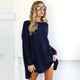 2019 Autumn New Women Pure Color Long Batwing Sleeve Loose Pullover Tops Fluffy Jumper Casual T Shirts