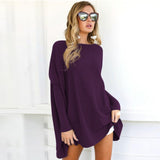 2019 Autumn New Women Pure Color Long Batwing Sleeve Loose Pullover Tops Fluffy Jumper Casual T Shirts