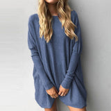 2019 Autumn New Women Pure Color Long Batwing Sleeve Loose Pullover Tops Fluffy Jumper Casual T Shirts
