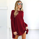 2019 Autumn New Women Pure Color Long Batwing Sleeve Loose Pullover Tops Fluffy Jumper Casual T Shirts