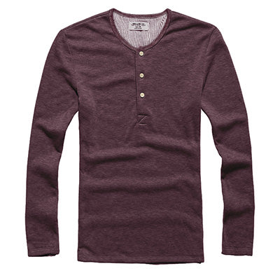 New Fashion Men Tee Long Sleeve Henley Shirts Military Casual  T-shirt Top  men