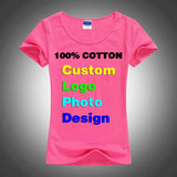 Slim Sexy Custom Logo photo Text Printed Female Women T shirt