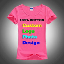 Slim Sexy Custom Logo photo Text Printed Female Women T shirt