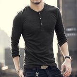 New Fashion Men Tee Long Sleeve Henley Shirts Military Casual  T-shirt Top  men